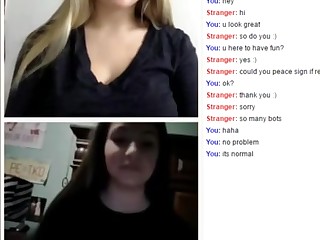 Shameless girls masturbate in chat roulette, looking at each other